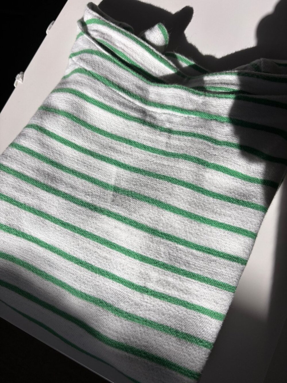 LOFT White & Green Striped Boatneck Breton Tee 3/4 sleeves M - Picture 4 of 4